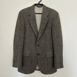 Harris Tweed Mens 39L Brown Wool Blazer Sport Coat Herringbone USA Scottish Wool